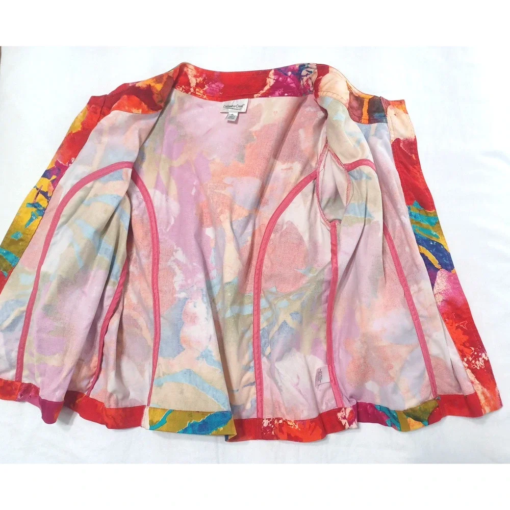 Coldwater Creek Women's Loud Colorful Button Jacket Blazer Petite Sz PL Unlined